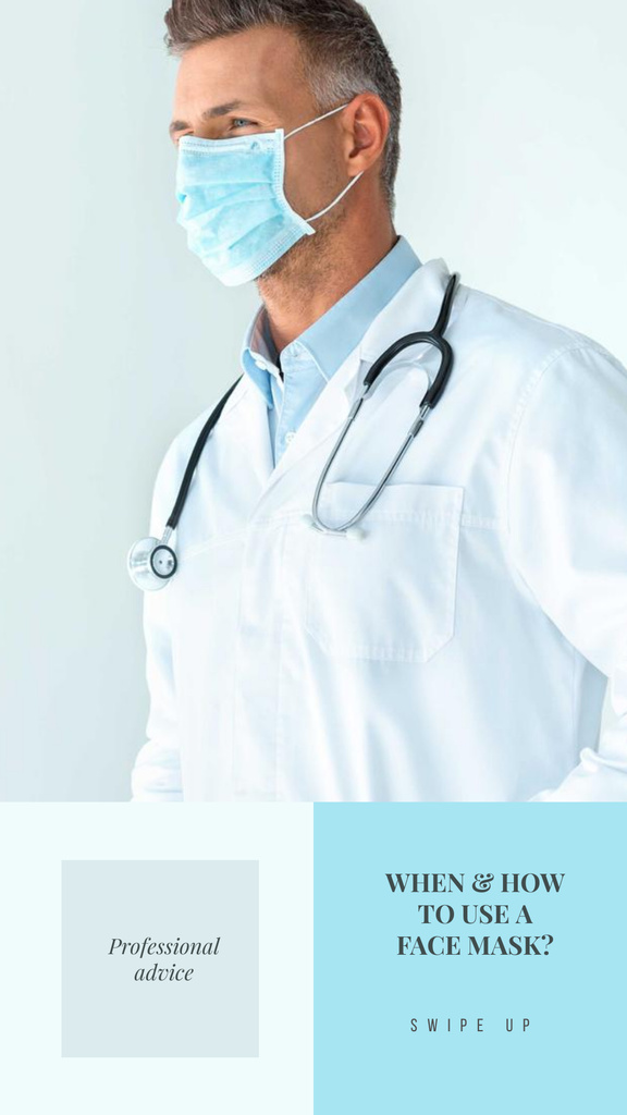 Professional advice with Doctor in Medical Mask Instagram Story Design Template