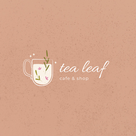Exquisite Cafe And Shop Ad with Tea Cup Logo 1080x1080pxデザインテンプレート