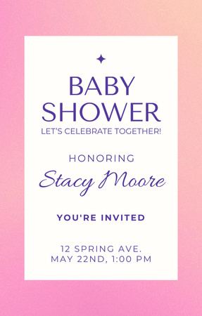 Baby Shower Event Announcement Invitation 4.6x7.2in Design Template