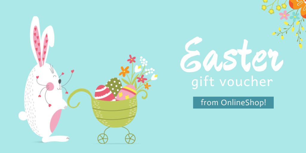 Easter Holiday with Cute Bunny Twitter Design Template