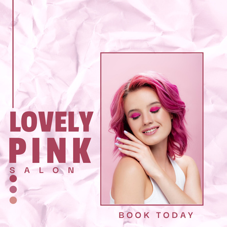 Beauty Salon Advertisement with Attractive Young Woman Instagram Design Template