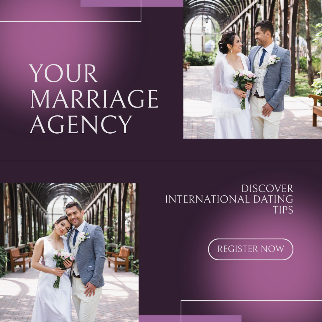 International Dating Tips from Marriage Agency Instagram AD Modelo de Design