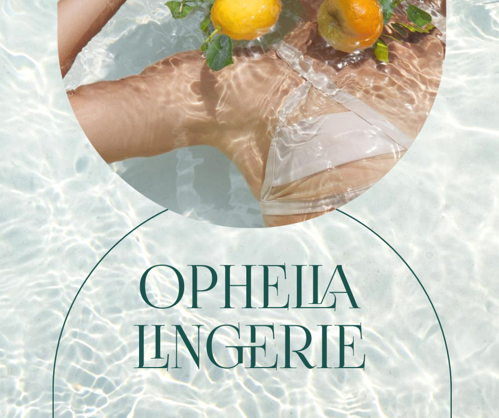 Lingerie Ad with Beautiful Woman in Pool with Lemons Facebook Design Template