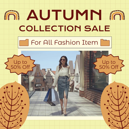 Fall Sale All Fashion Items for Women Animated Post Design Template