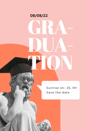 Plantilla de diseño de Graduation Invitation with Statue in Hat Invitation 6x9in 