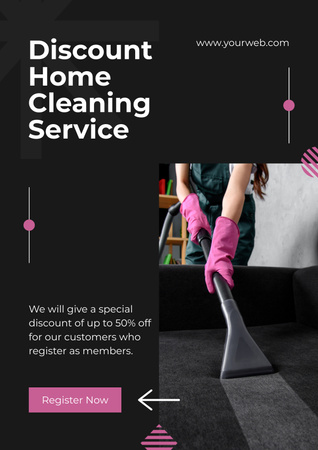 Home Cleaning Services with Discount Poster tervezősablon