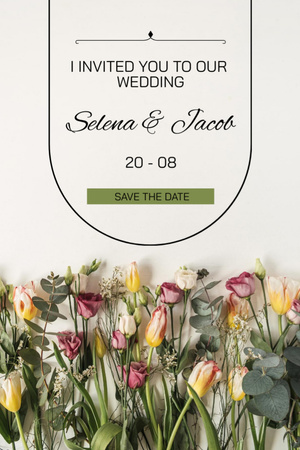 Wedding Celebration Announcement in Floral Style Invitation 6x9in Design Template