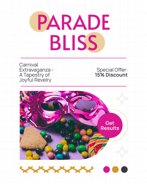 Joyful Carnival And Parade With Mask Instagram Post Vertical Modelo de Design