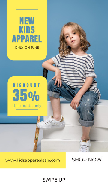 Ontwerpsjabloon van Instagram Story van Kids Clothing Store Ad