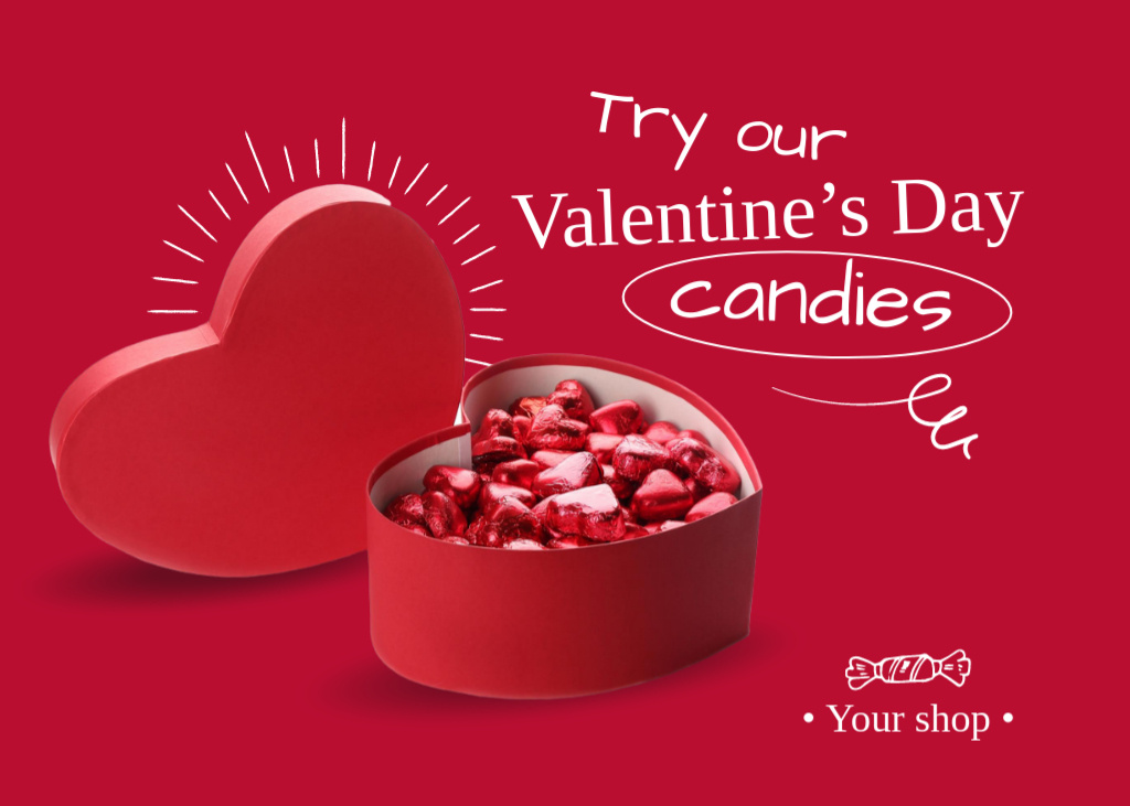 Valentine's Day Candy Hearts Postcard 5x7in Šablona návrhu