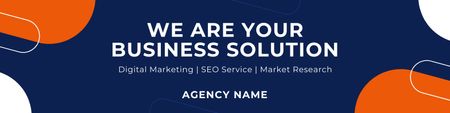 Offer of Marketing Services with Business Solution LinkedIn Cover tervezősablon