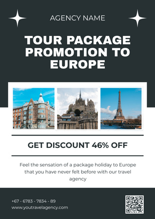 Plantilla de diseño de Promotion of Tour to Europe Poster 