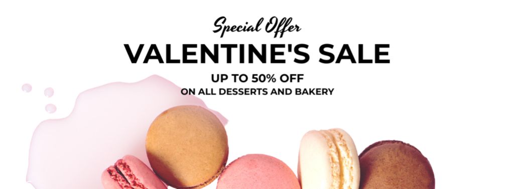 Discount on Desserts for Valentine's Day Facebook cover Design Template
