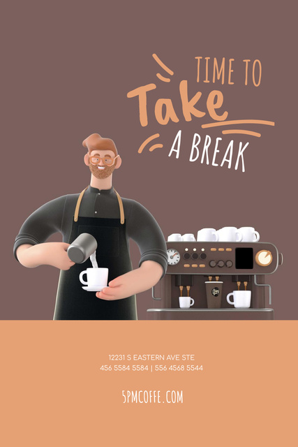 Barista Making Coffee by Machine Pinterest – шаблон для дизайна