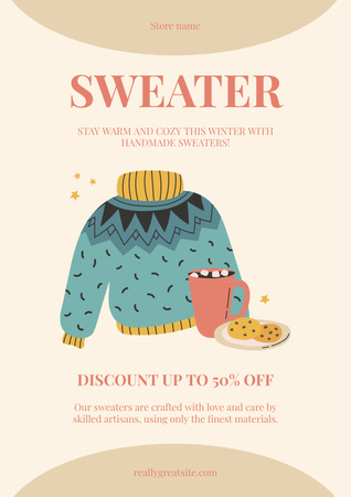 Discount on Handmade Sweaters Poster Tasarım Şablonu