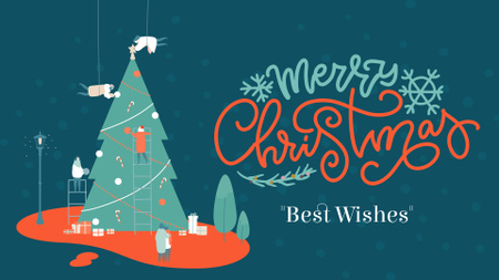 Merry Christmas and Happy Holidays  FB event cover Modelo de Design