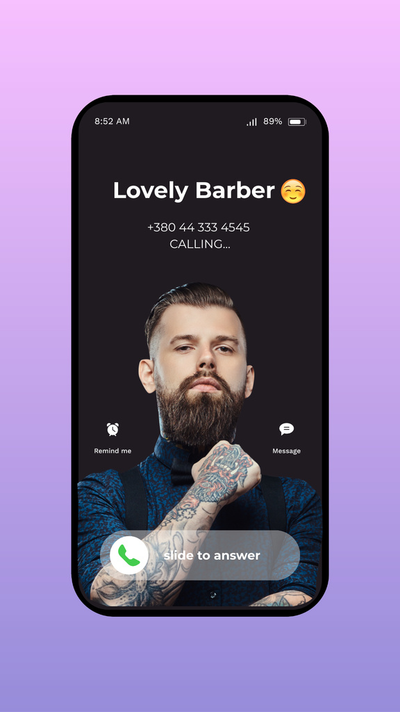 Template di design Barber calling on Phone screen Instagram Story