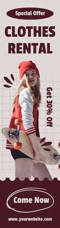 Teenage girl in retro rental clothes Skyscraper Πρότυπο σχεδίασης