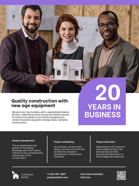 Professional Construction Company Services Poster US Design Template