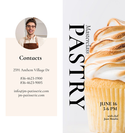 Professional Pastry Baking Masterclass Announcement Brochure Din Large Bi-fold Design Template