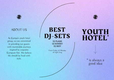 Amazing Youth Hotel Services Offer With DJ Performances Brochure Din Large Z-fold Tasarım Şablonu