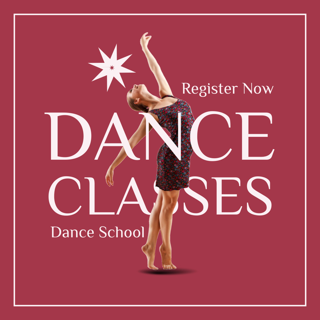 Announcement about Registration to School of Dance Instagram Design Template