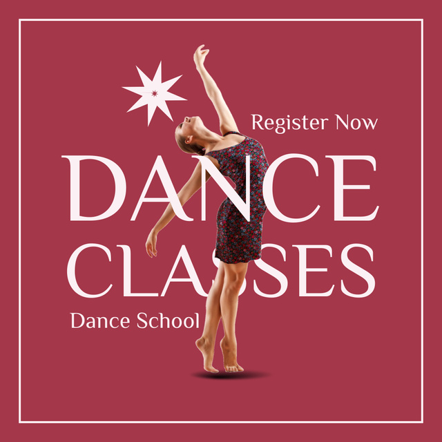 Announcement about Registration to School of Dance Instagramデザインテンプレート