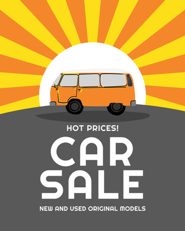 Car Sale Advertisement Muscle Car in Orange Poster 16x20in Design Template