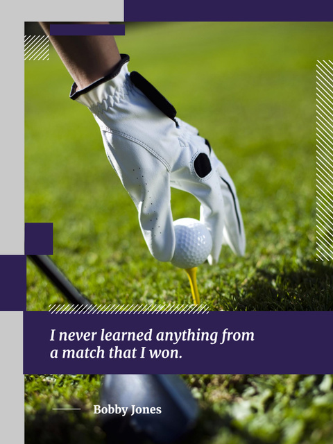 Inspiration Quote Player Holding Golf Ball Poster US Tasarım Şablonu