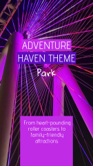 Adventure Park With Illuminated Ferris Wheel And Family Attractions