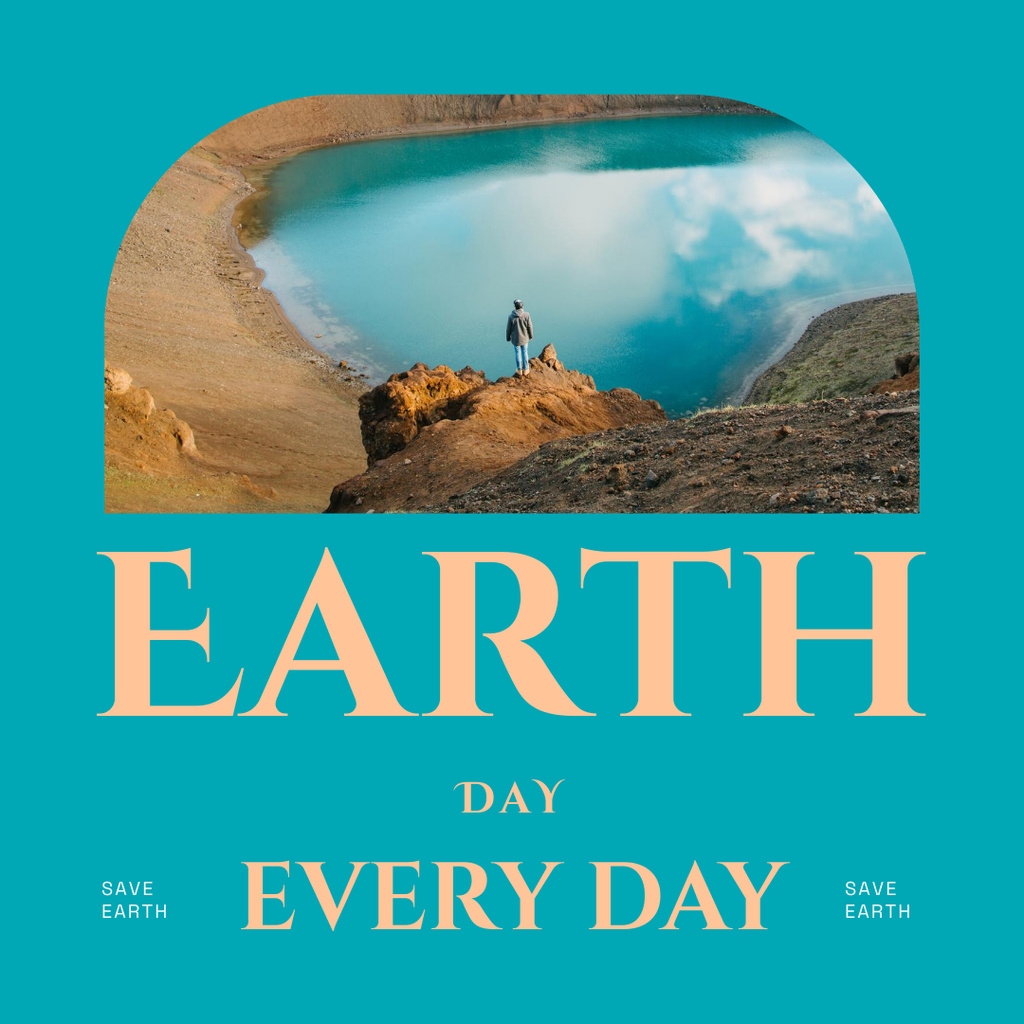 World Earth Day Announcement with Beautiful Landscape Instagramデザインテンプレート