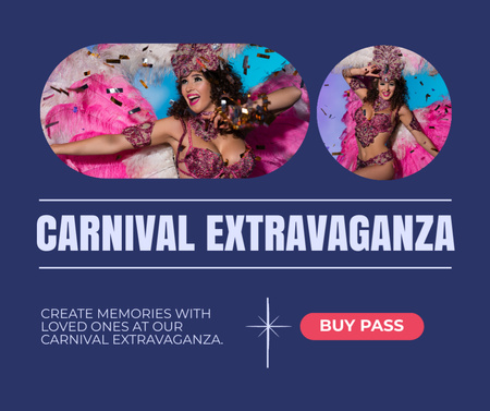 Завораживающее объявление о карнавале с танцорами Facebook – шаблон для дизайна
