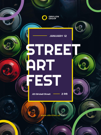 Template di design annuncio evento artistico con lattine di vernice spray Poster US