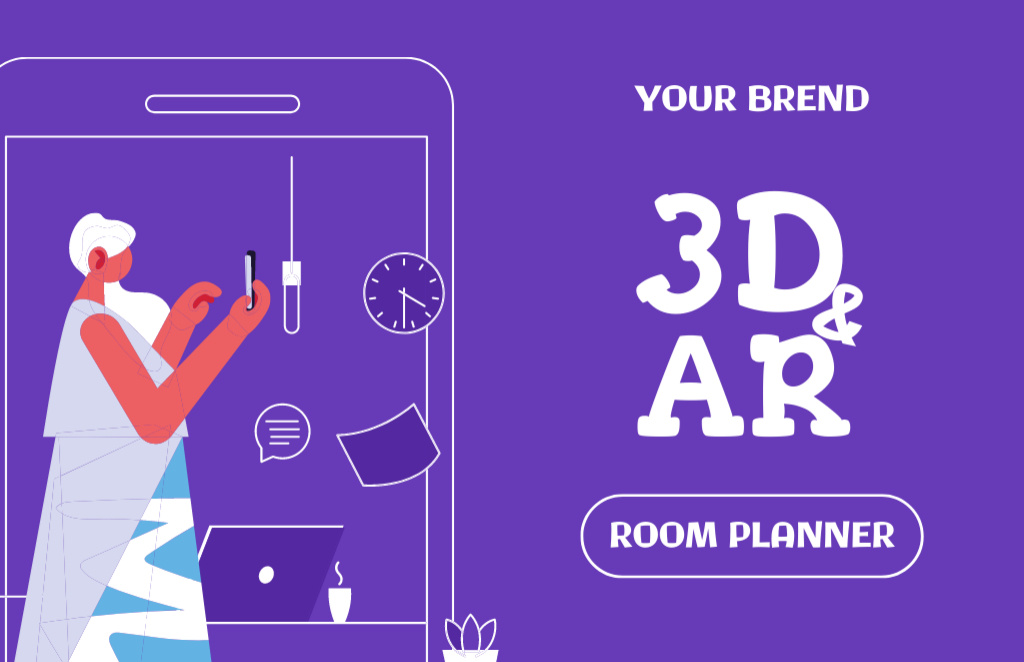 Modèle de visuel 3D and Augmented Reality Room Planner - Business Card 85x55mm