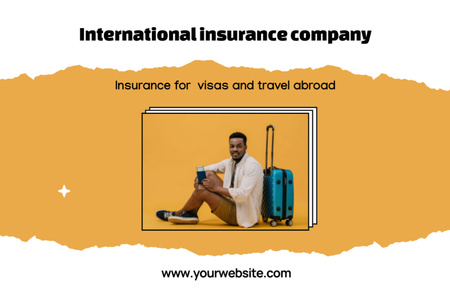 Cutting-edge Promotion For International Insurance Firm with African American Traveler Flyer 4x6in Horizontal Design Template