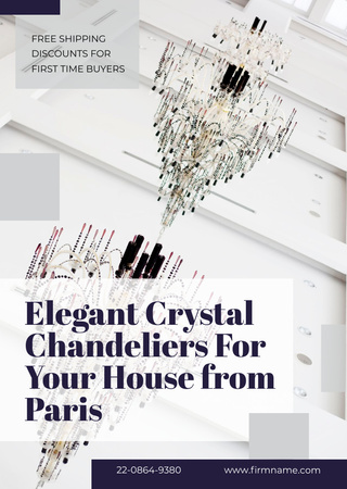 Crystal Chandeliers For Houses Offer With Discounts For Shipping Flyer A6 Design Template