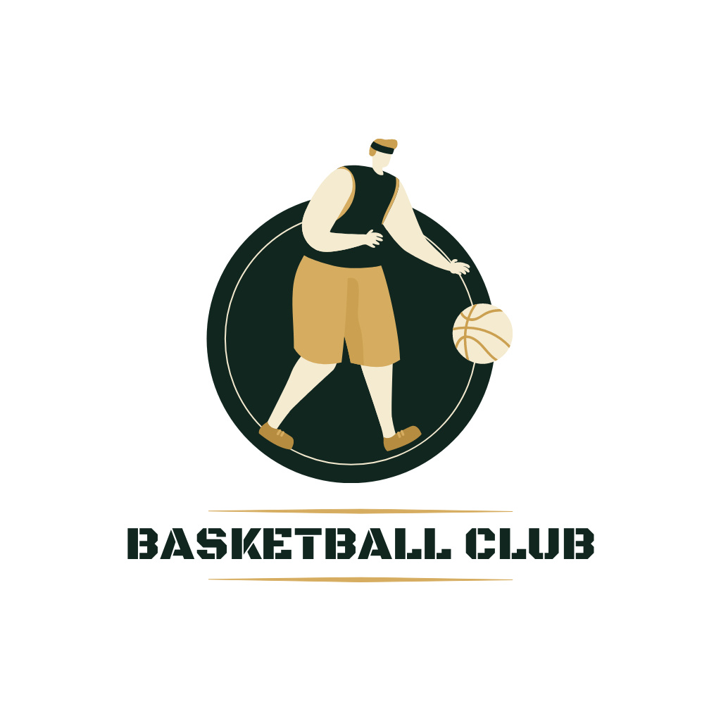 Basketball Sport Club Emblem with Player Logo Design Template
