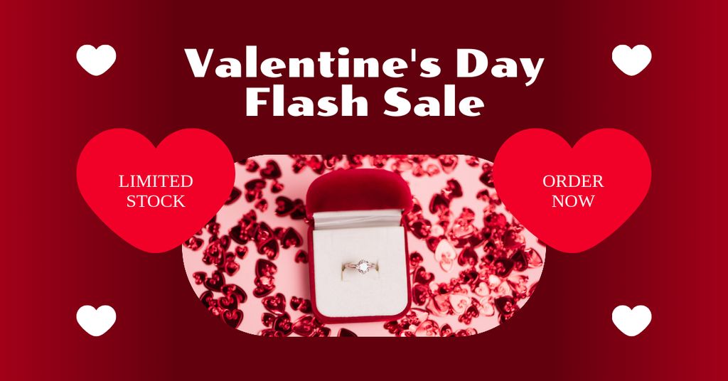 Plantilla de diseño de Flash Sale of Fashion Jewelry on Valentine's Day Facebook AD 