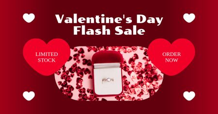 Flash Sale of Fashion Jewelry on Valentine's Day Facebook AD Design Template