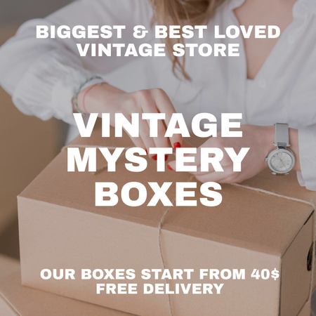Vintage mystery boxes retail Instagram AD tervezősablon