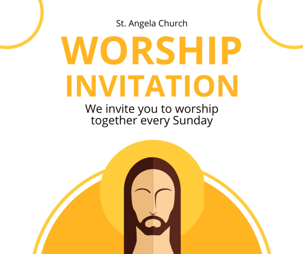 Worship Invitation with Illustration of Jesus Facebook Šablona návrhu