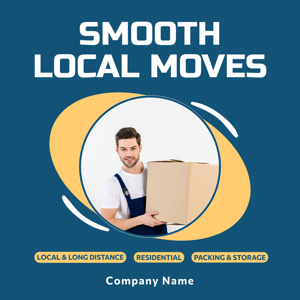 Smooth House Moving Services with Deliver holding Box Instagram ADデザインテンプレート