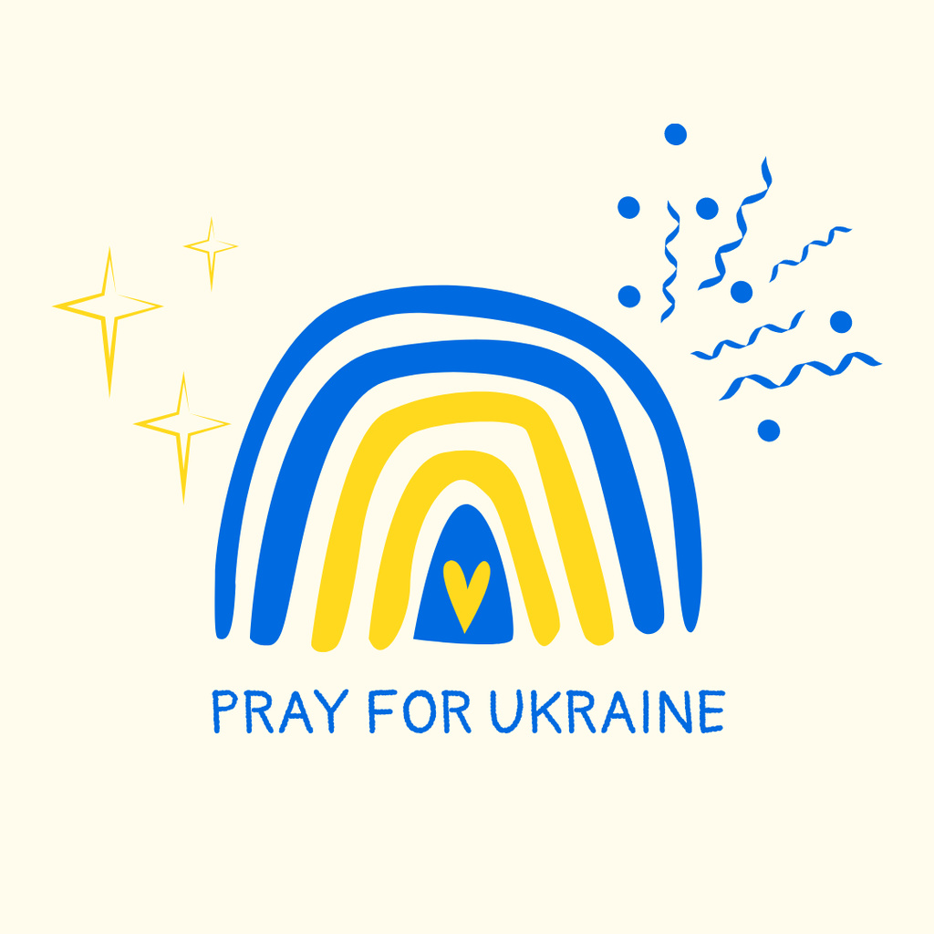 Pray for Ukraine Call with Childish Drawing Instagramデザインテンプレート