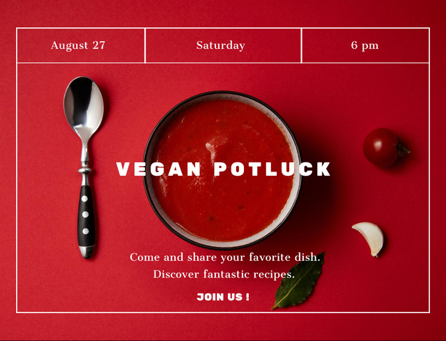 Vegan Tomato Soup Postcard 4.2x5.5in – шаблон для дизайна
