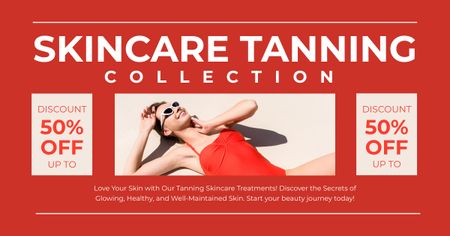 Platilla de diseño Offer Discounts on Tanning Cosmetics Collection Facebook AD