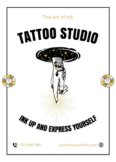 Designvorlage Art Tattoo Studio Service Offer And Quote für Flayer