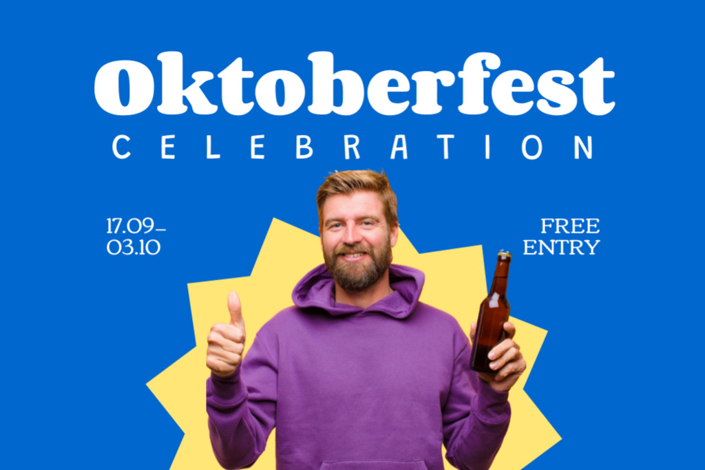Oktoberfest Celebration With Free Entry Postcard 4x6inデザインテンプレート