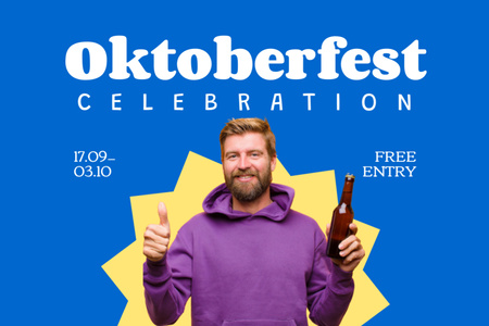 Oktoberfest Celebration With Free Entry Postcard 4x6in Design Template