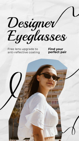 Plantilla de diseño de Tienda promocional con gafas de sol de diseñador para mujer Instagram Story 