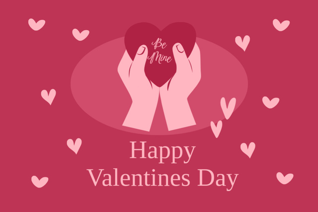 Valentine's Day Greeting with Hands Holding Heart Postcard 4x6in Πρότυπο σχεδίασης